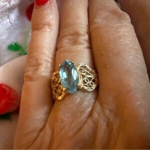 Elegant sterling silver and Blue Gemstone Ring